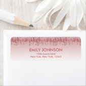 ピンクローズ結婚金ゴールドグリッターとスパークル ラベル (インサイチュ)