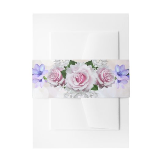 ピンクローズ結婚《写真》ぼけ味 招待状ベリーバンド (正面例)