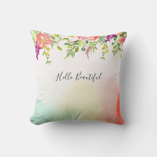 ピンクローズ絞り染めフローラ クッション (正面)