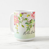 ピンクローズ絞り染めフローラ コーヒーマグカップ (正面左)