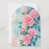 ピンクローズ絵を描ズブライダルシャワーカスタムアーチ 招待状 (裏面)