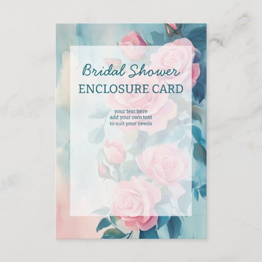 ピンクローズ絵を描ズブライダルシャワーカスタム エンクロージャーカード (正面)