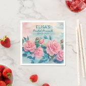 ピンクローズ絵を描ズブライダルシャワーカスタム スタンダードカクテルナプキン (インサイチュ)