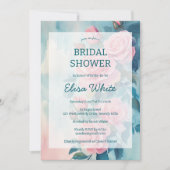 ピンクローズ絵を描ズブライダルシャワーカスタム 招待状 (正面)