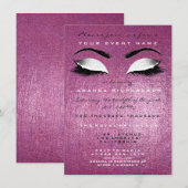 ピンクローズ絵を描ホワイトミントグリッター16ブライダル 招待状 (正面/裏面)