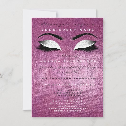 ピンクローズ絵を描ホワイトミントグリッター16ブライダル 招待状 (正面)