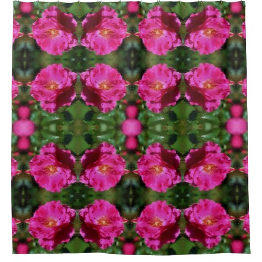 ピンクローズ絵画抽象芸術フラワーアート シャワーカーテン (正面)