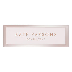 ピンクローズ縁ど金ゴールド美しいスパ名タグ 名札