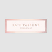 ピンクローズ縁ど金ゴールド美しいスパ 名札 (正面)