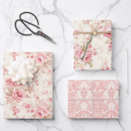 ピンクローズ美しい ラッピングペーパーシート