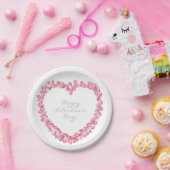 ピンクローズ花びらカスタムハート紙プレート ペーパープレート (パーティー)