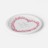 ピンクローズ花びらカスタムハート紙プレート ペーパープレート (アングル)