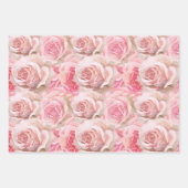 ピンクローズ花びらフローラストライプ誕生日 ラッピングペーパーシート (正面3)