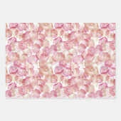 ピンクローズ花びらフローラストライプ誕生日 ラッピングペーパーシート (正面2)