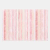 ピンクローズ花びらフローラストライプ誕生日 ラッピングペーパーシート (正面)
