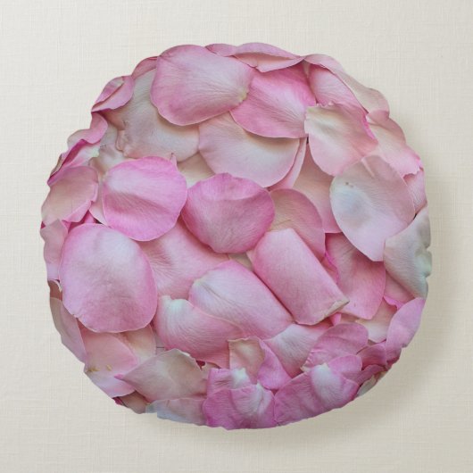 ピンクローズ花びら ラウンドクッション (正面)
