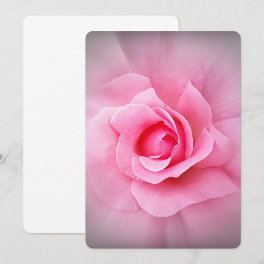 ピンクローズ花びら 招待状 (正面/裏面)