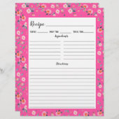 ピンクローズ花柄レシピバインダーページ (正面/裏面)