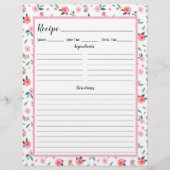 ピンクローズ花柄レシピバインダーページ (正面)