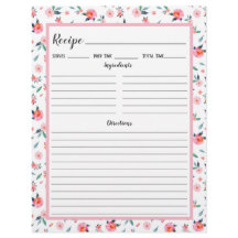 ピンクローズ花柄レシピバインダーページ