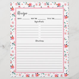 ピンクローズ花柄レシピバインダーページ