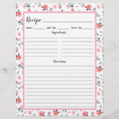 ピンクローズ花柄レシピバインダーページ (裏面)