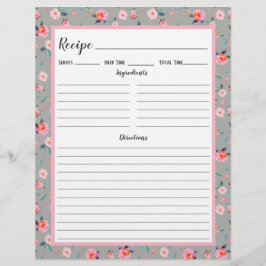 ピンクローズ花柄レシピバインダーページ