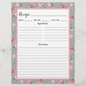 ピンクローズ花柄レシピバインダーページ (裏面)