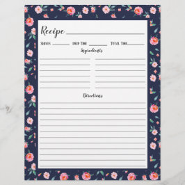 ピンクローズ花柄レシピバインダーページ