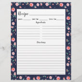 ピンクローズ花柄レシピバインダーページ (裏面)