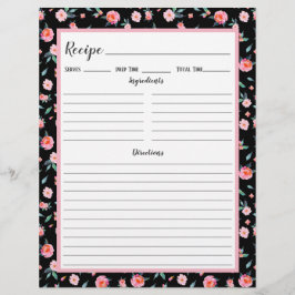 ピンクローズ花柄レシピバインダーページ