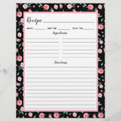 ピンクローズ花柄レシピバインダーページ (裏面)