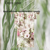 ピンクローズ花模様 バスタオルセット