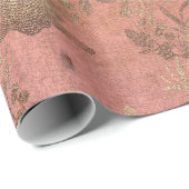 ピンクローズ薄紫グランギー古い金ゴールドリースメタリック ラッピングペーパー (ロールコーナー)