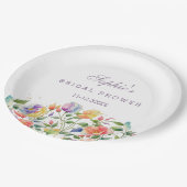 ピンクローズ薄紫フローラブライダルシャワー ペーパープレート (アングル)