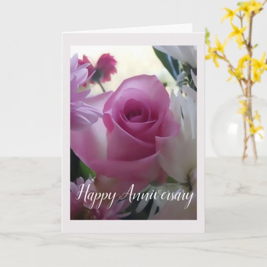 ピンクローズ記念日カード カード (黄色い花)