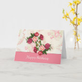 ピンクローズ誕生日カード カード (黄色い花)