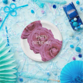 ピンクローズ誕生日紙プレート ペーパープレート (パーティー)