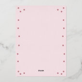 ピンクローズ誕生日 箔招待状 (裏面)