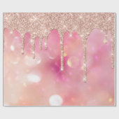 ピンクローズ赤面スパークパウダードリップグリッターブライダル ラッピングペーパー (フラット)