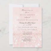 ピンクローズ赤面パステルグリッターブライダルシャワー 招待状 (正面)