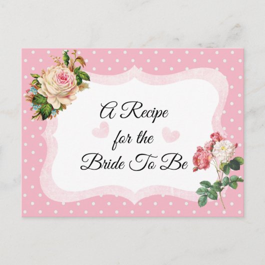 ピンクローズ赤面ピンクレシピカード ポストカード (正面)