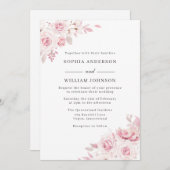 ピンクローズ赤面フローラウォーター結婚カラー 招待状 (正面/裏面)