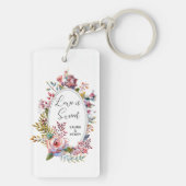 ピンクローズ赤面フローラ結婚フレームのキーチェーン キーホルダー (裏面)