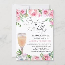 ピンクローズ赤面ブライダルシャワー 招待状