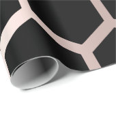 ピンクローズ赤面ブラックジオメトリハニカム六角 ラッピングペーパー (ロールコーナー)