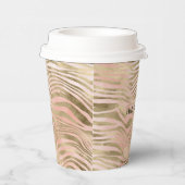 ピンクローズ赤面金ゴールドゼブラアニマルプリント 紙コップ (右)