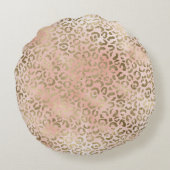 ピンクローズ赤面金ゴールドゼブラヒョウアニマルプリント ラウンドクッション (裏面)