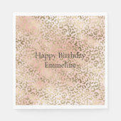 ピンクローズ赤面金ゴールドレオパードアニマルプリント スタンダードランチョンナプキン (正面)