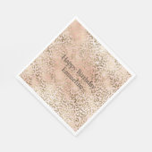 ピンクローズ赤面金ゴールドレオパードアニマルプリント スタンダードランチョンナプキン (角)